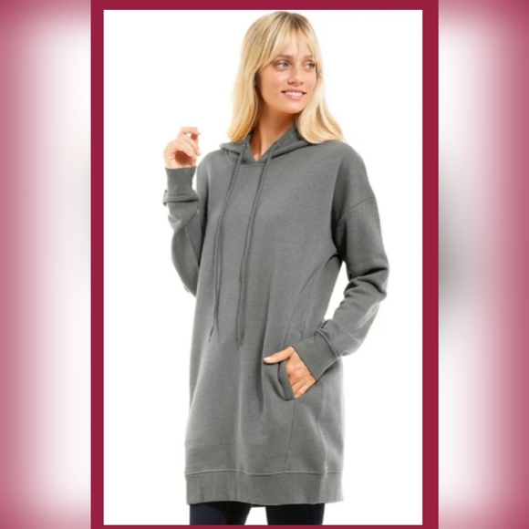Not Listed Tops - Long Sleeve Fleece Hoodie Tunic